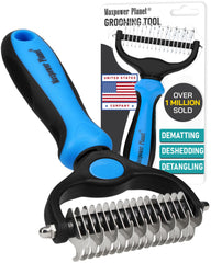 Maxpower Planet grooming rake dual-sided design eases matting and deshedding.