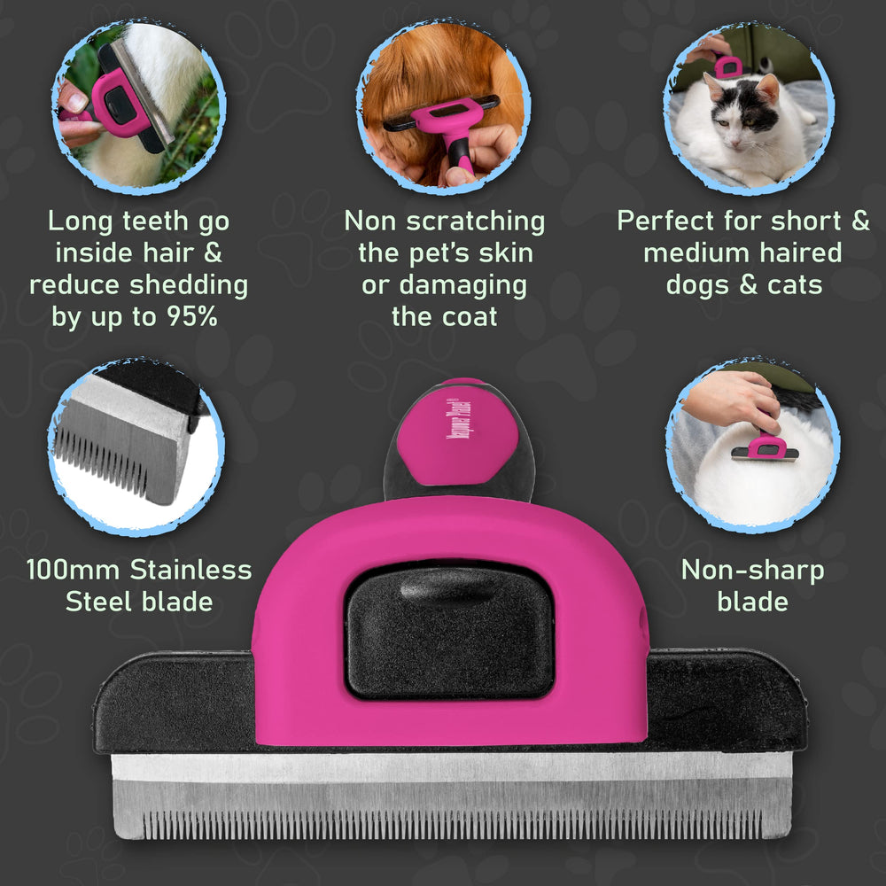 Maxpower Planet deshedding brush used on cats for gentle grooming.