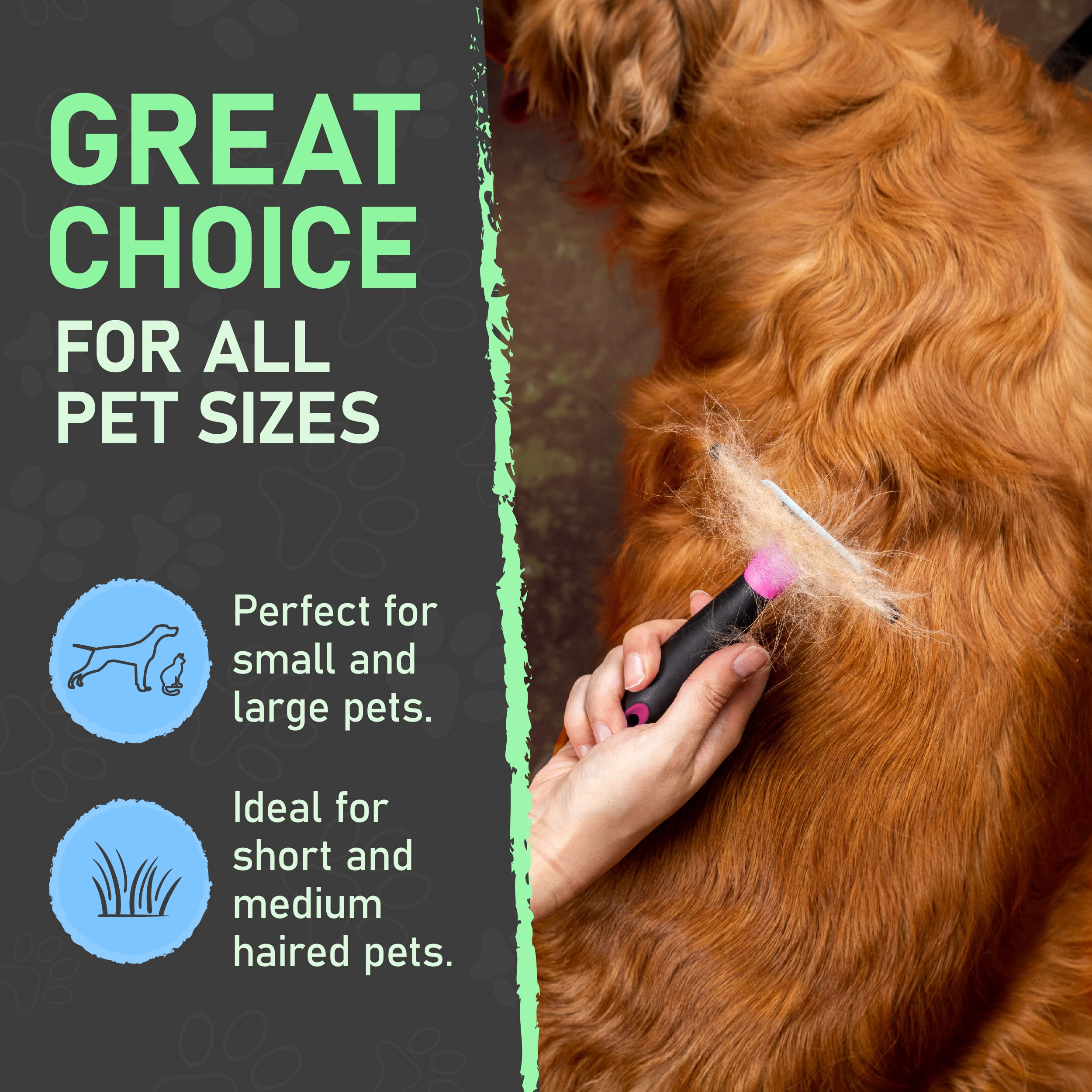 Maxpower Planet deshedding brush in use reduces shedding mess on furniture.