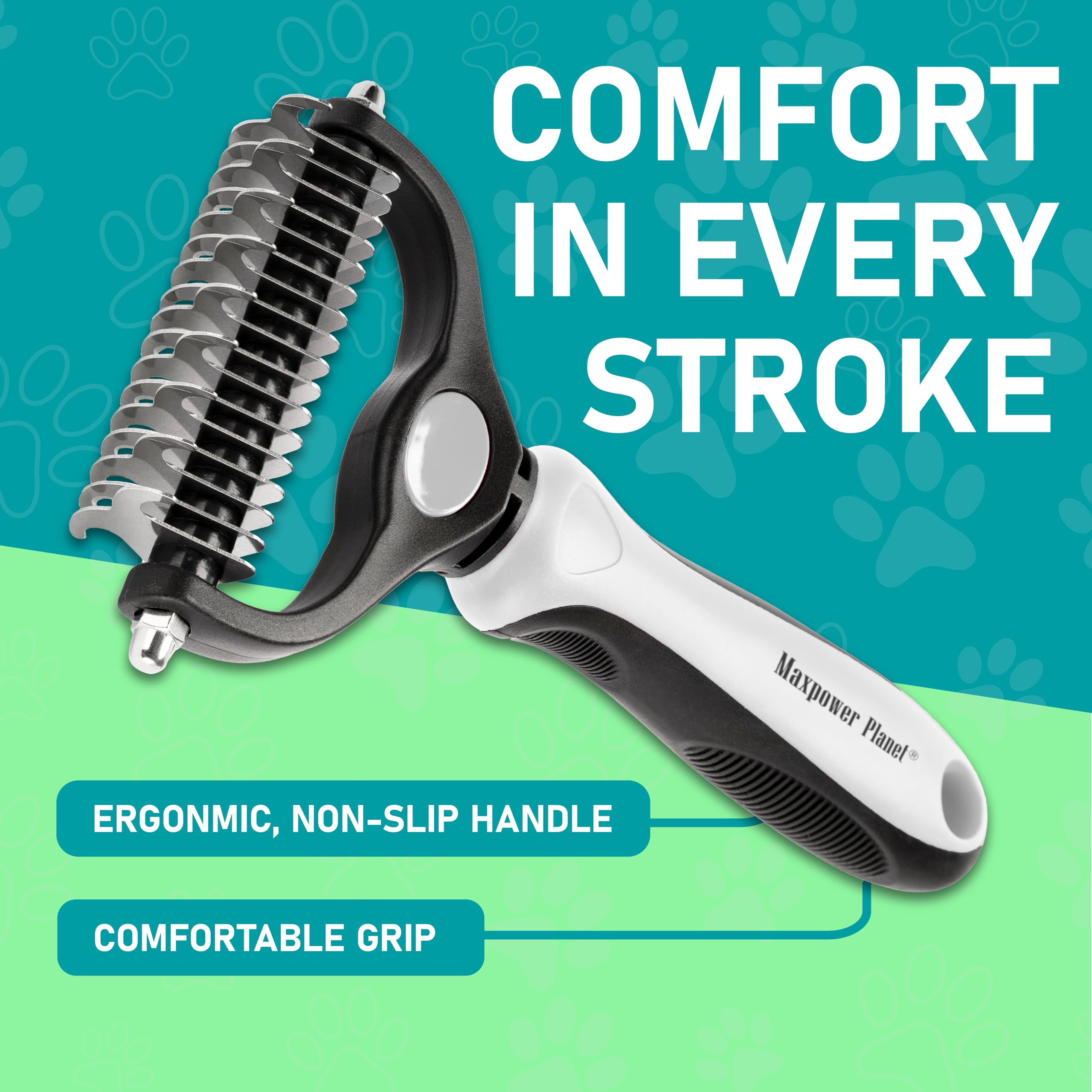Maxpower Planet Pet Grooming Brush gift-ready package illustration for pet lovers.