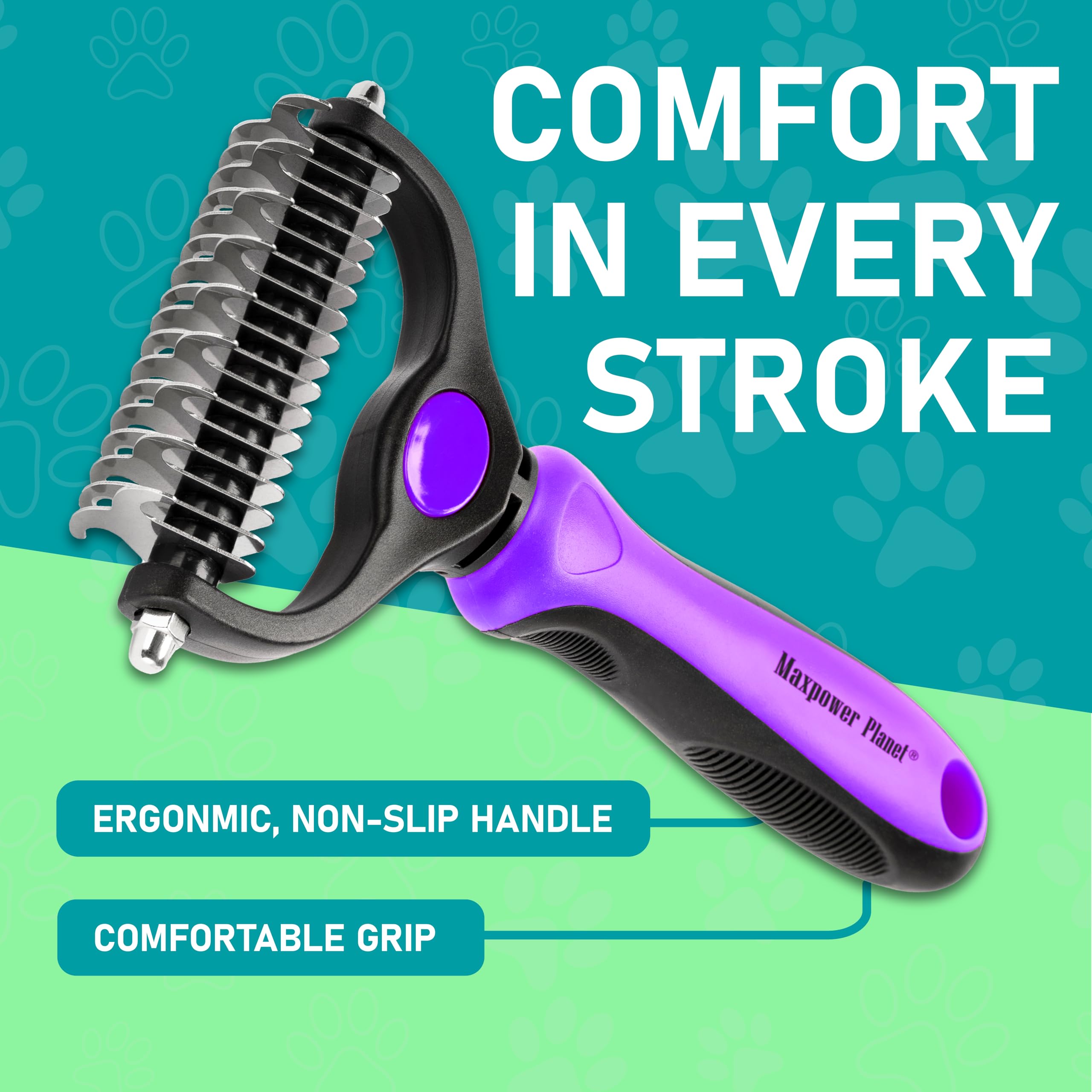 Maxpower Planet Pet Grooming Brush compact design for travel and storage.