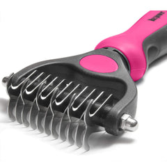 Maxpower Planet pink non-slip handle pet grooming brush for comfortable sessions.