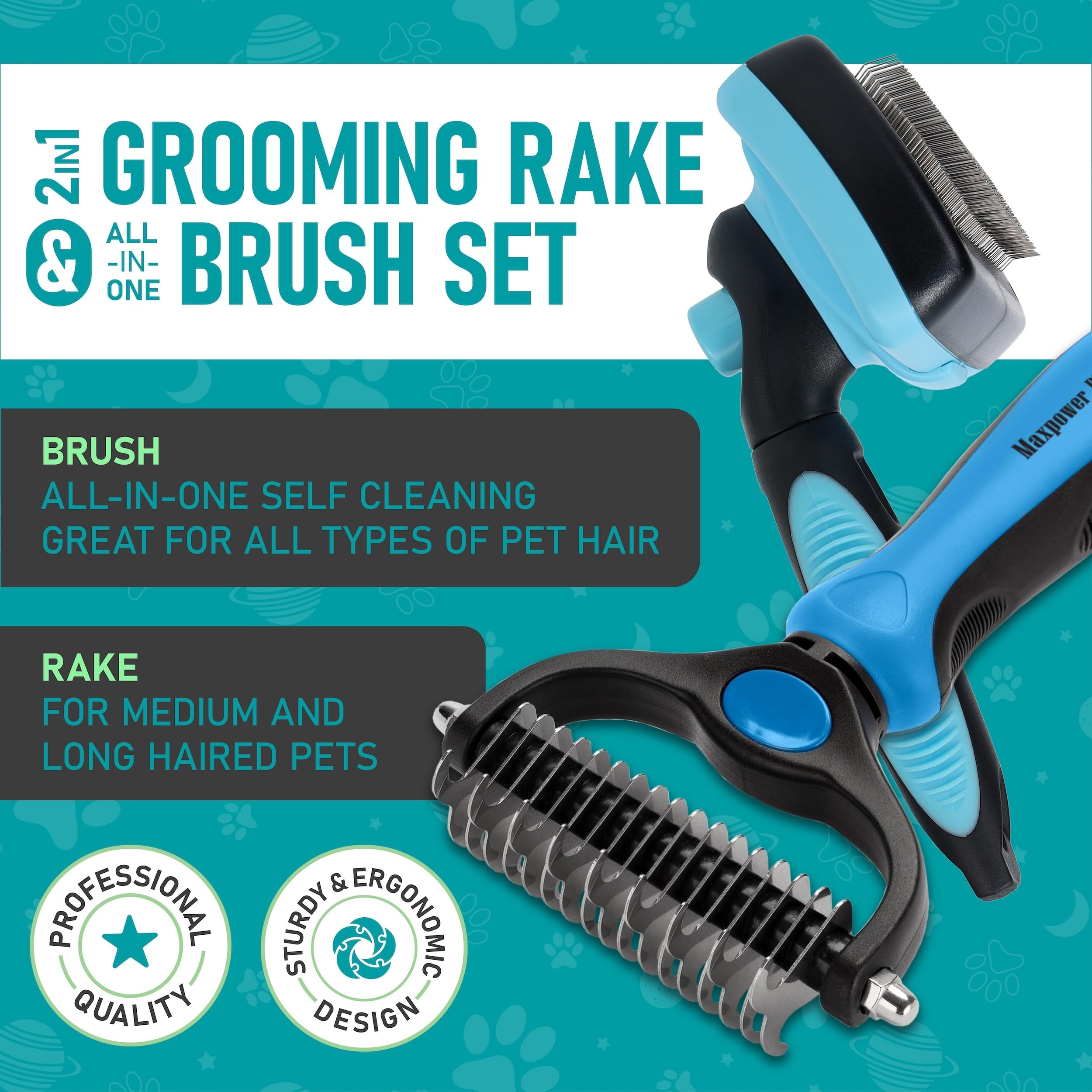 Maxpower Planet self-cleaning-roller-groomer in action for easy post-brush cleanup and maintenance.