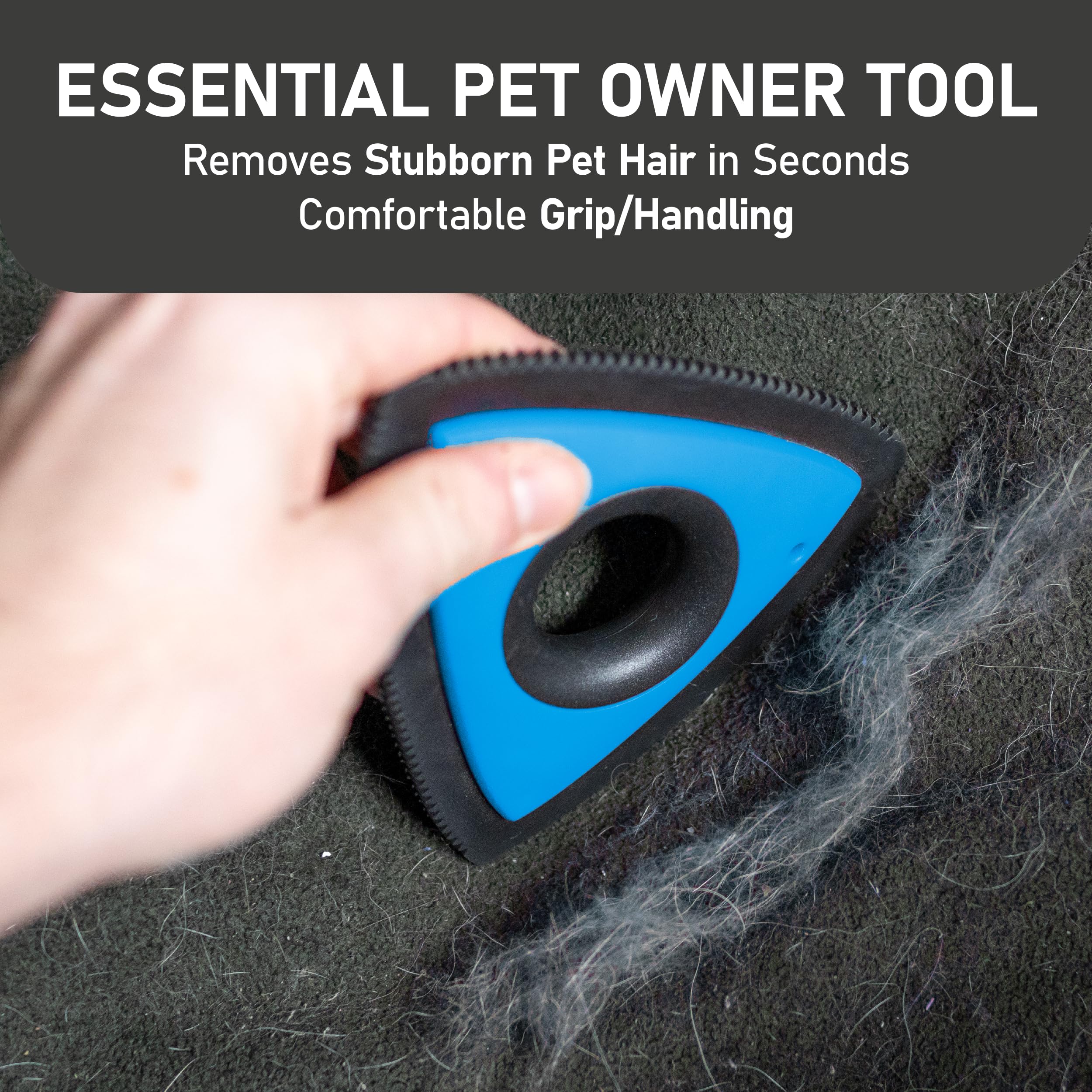 Maxpower Planet triangle pet hair remover shown on car seats