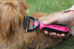 Maxpower Planet undercoat rake deshedding tool reduces loose fur.