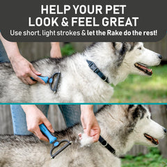 Maxpower Planet undercoat rake demonstrates efficient fur removal and a smoother coat.