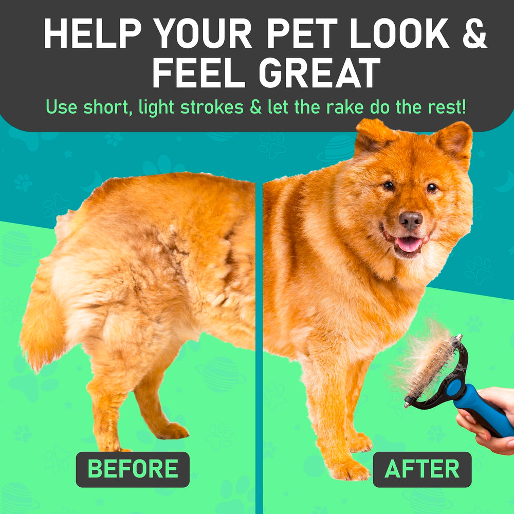 Maxpower Planet-undercoat-removal-demo highlights reduced shedding and smoother coats after brushing.