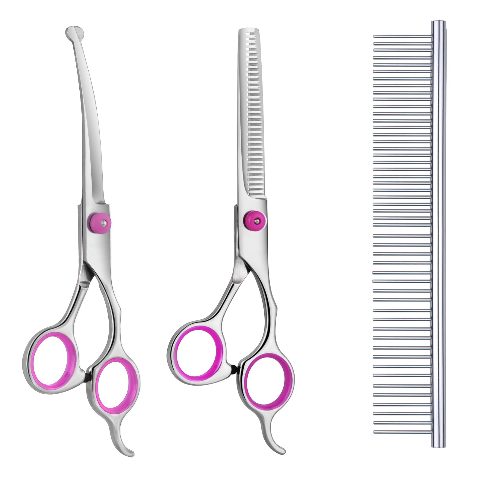 Maxshop dog grooming scissors curved head-trim pink enables precise head shaping during grooming