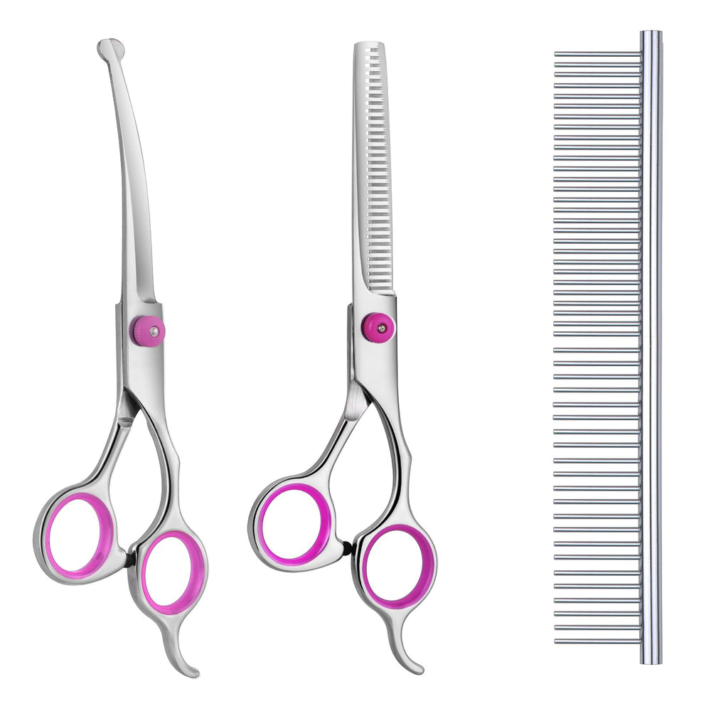 Maxshop dog grooming scissors curved head-trim pink enables precise head shaping during grooming