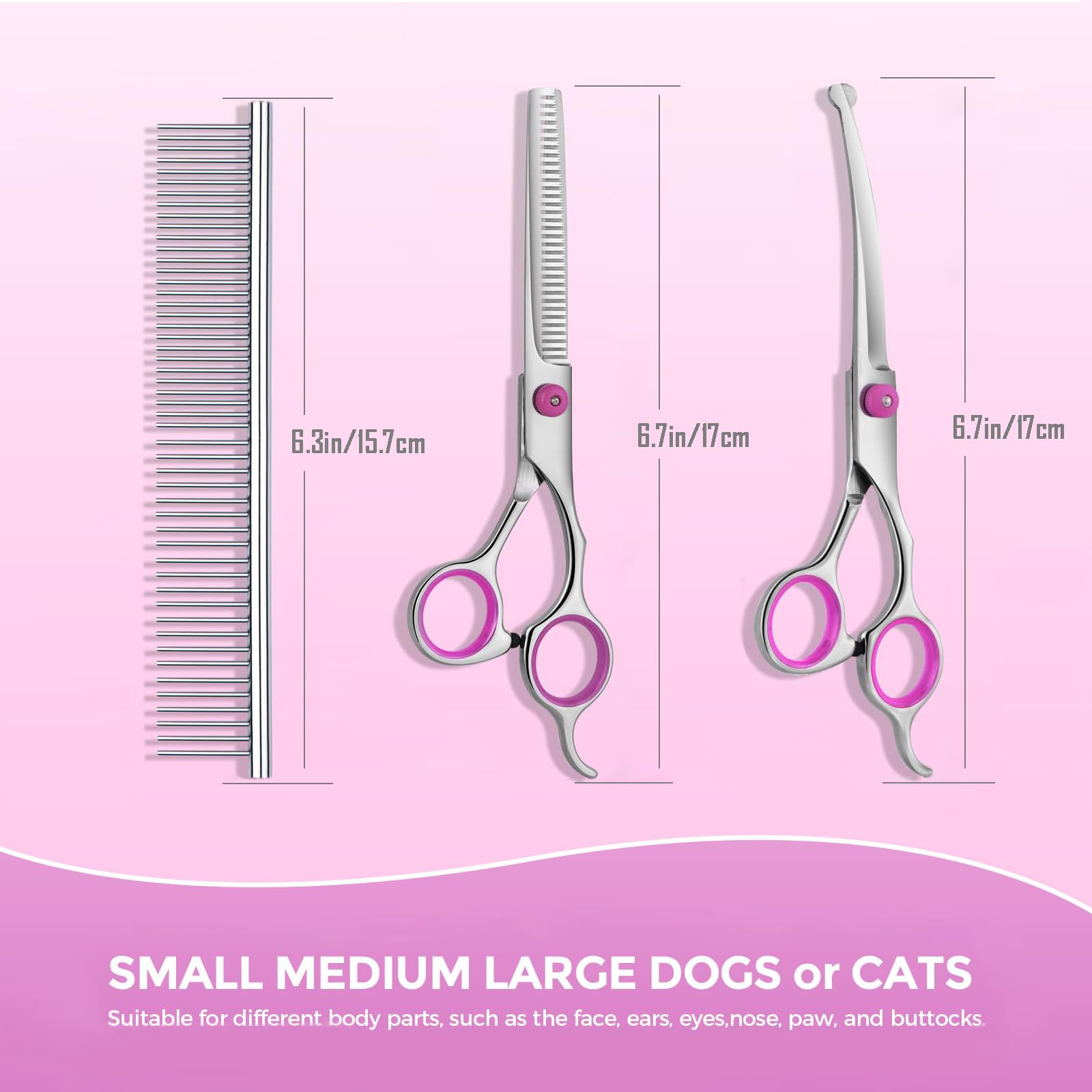 Maxshop dog grooming scissors round tips closeup pink safe trimming around sensitive areas