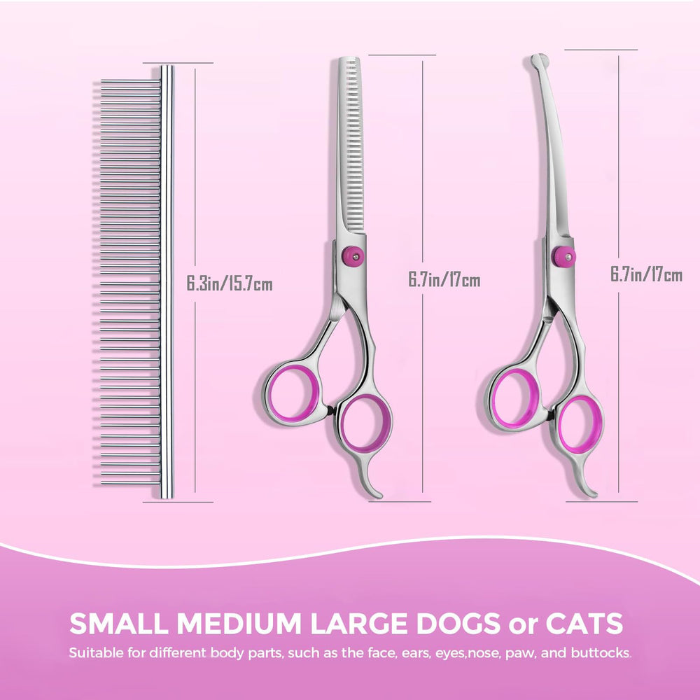 Maxshop dog grooming scissors round tips closeup pink safe trimming around sensitive areas