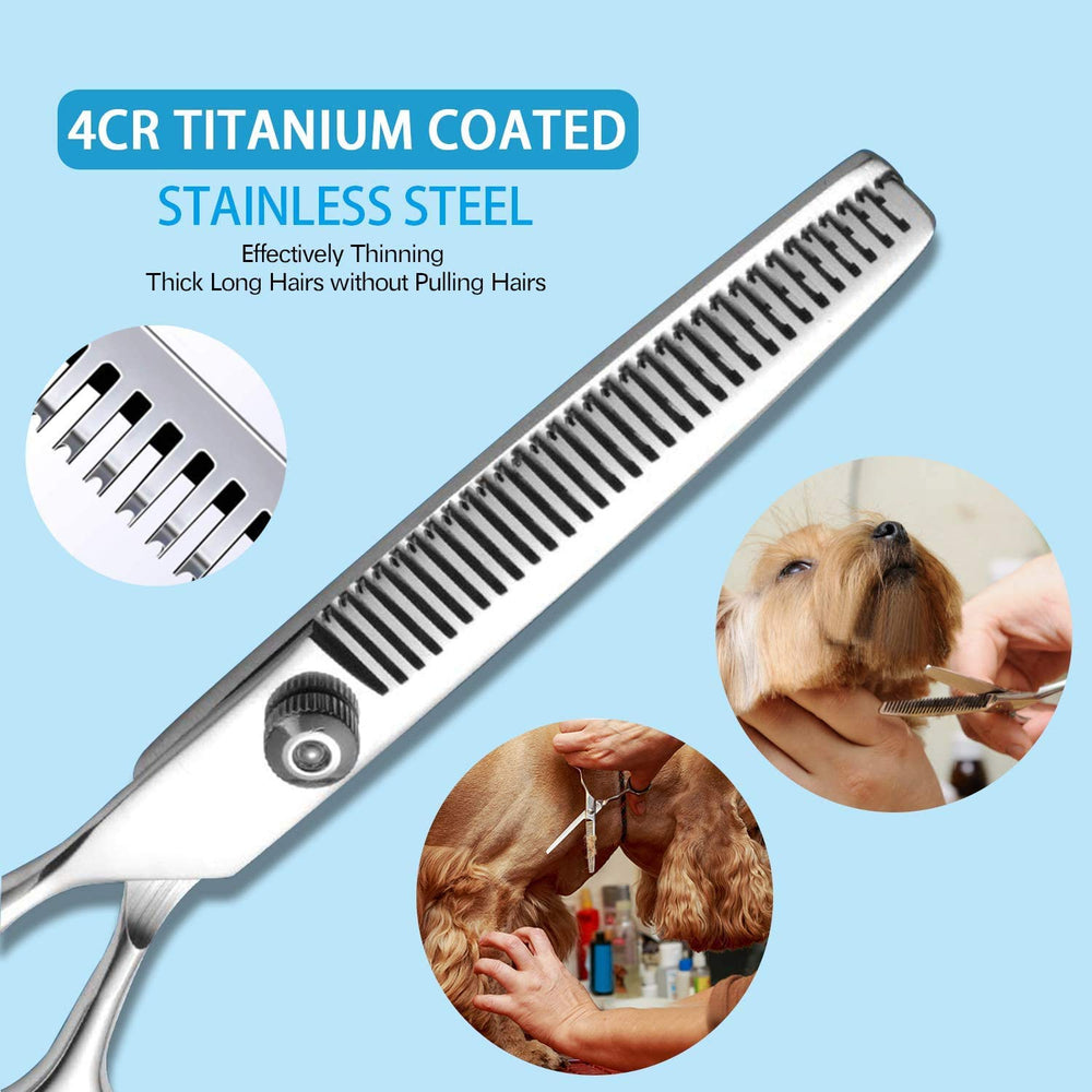 Maxshop dog grooming scissors with round tips for safe trimming near eyes and paws.