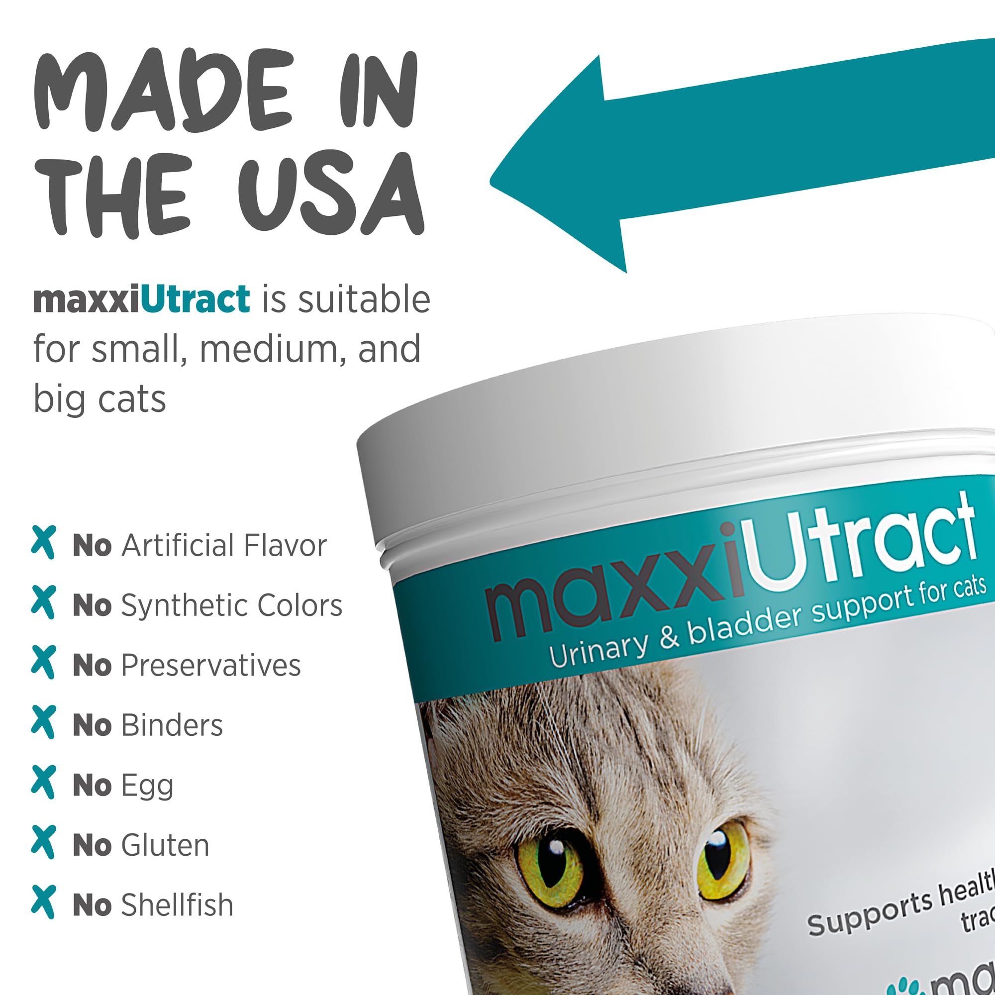 MaxxiPaws maxxiUtract silica-corn-silk elements illustrate soothing urinary tract comfort.