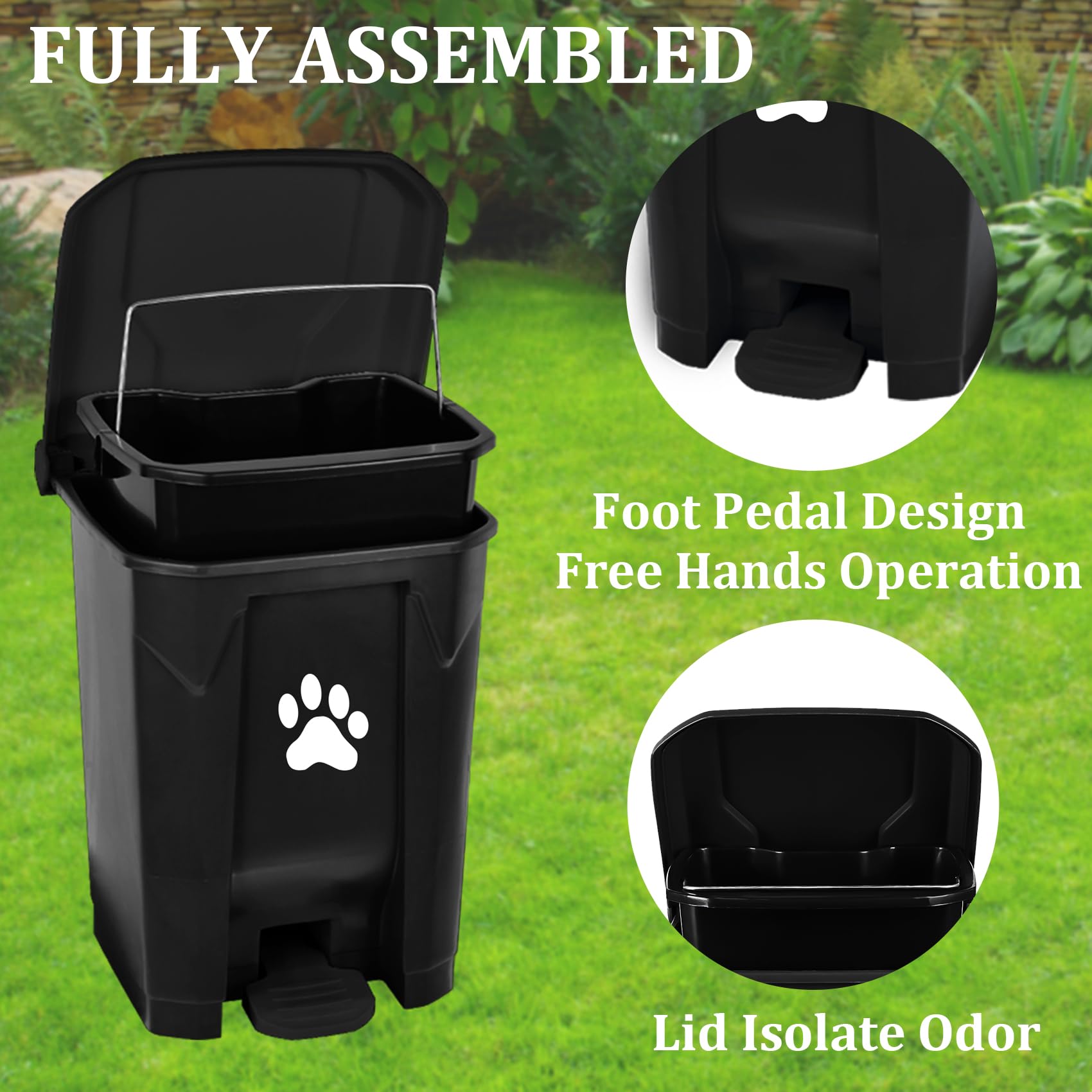 mayayaday durable plastic dog waste container withstands outdoor weather for year-round use.