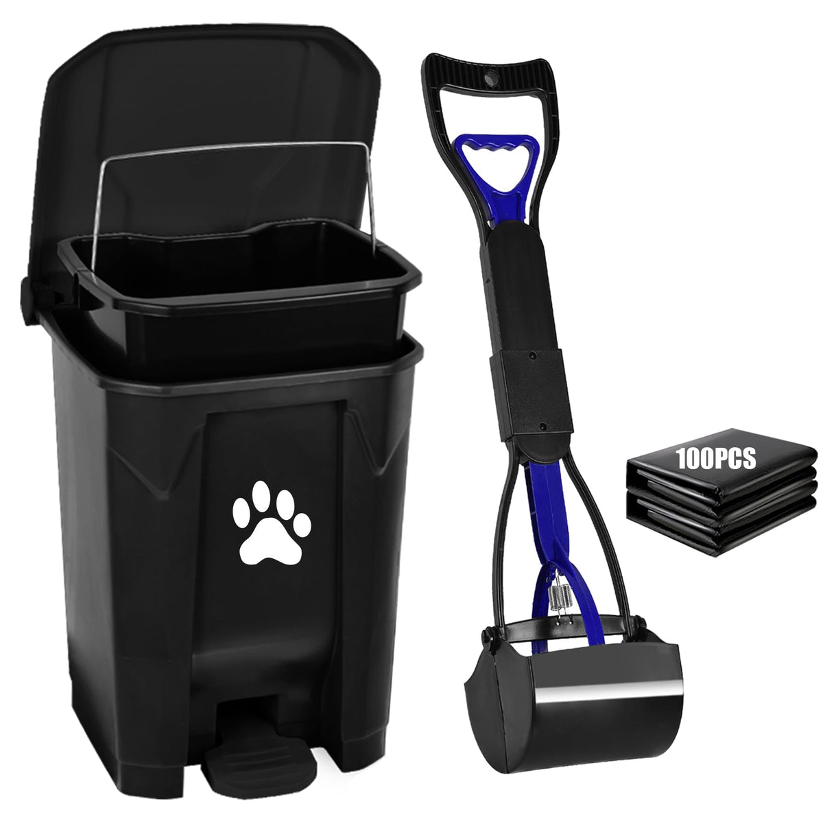 mayayaday outdoor dog poop trash can lid enables hands-free operation for yard use.