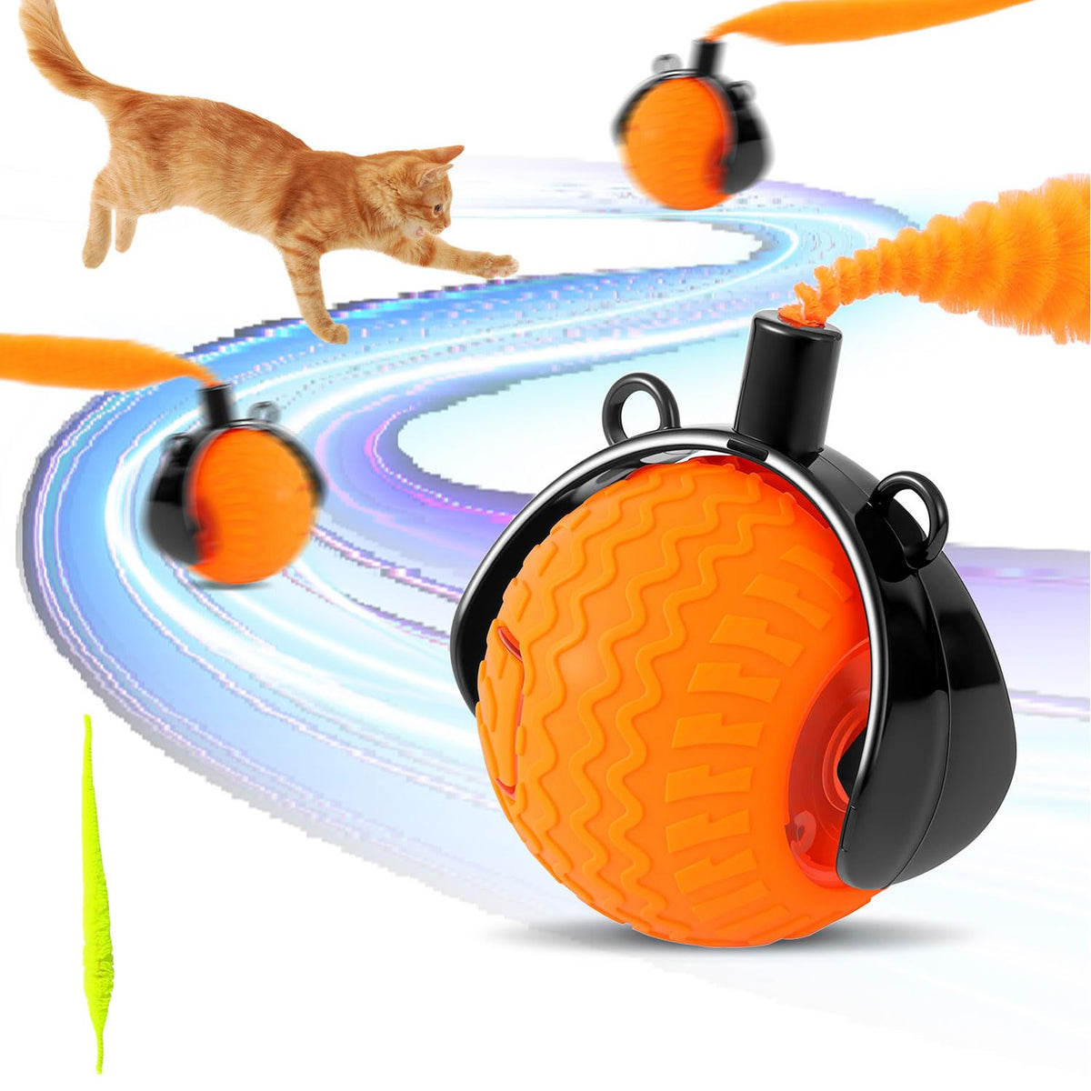 Maycserena interactive cat toy ball orange promotes active indoor play