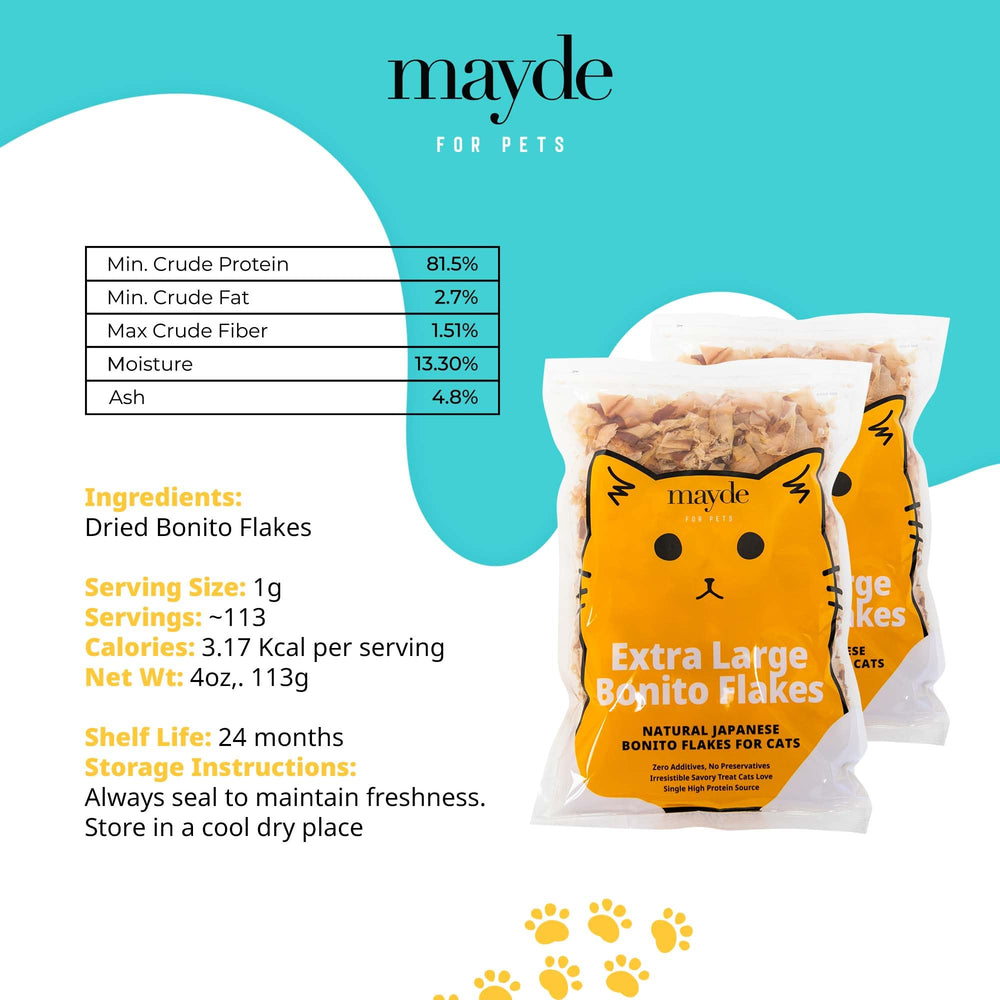 Mayde Bonito Flakes nutrition info closeup—taurine highlighted.