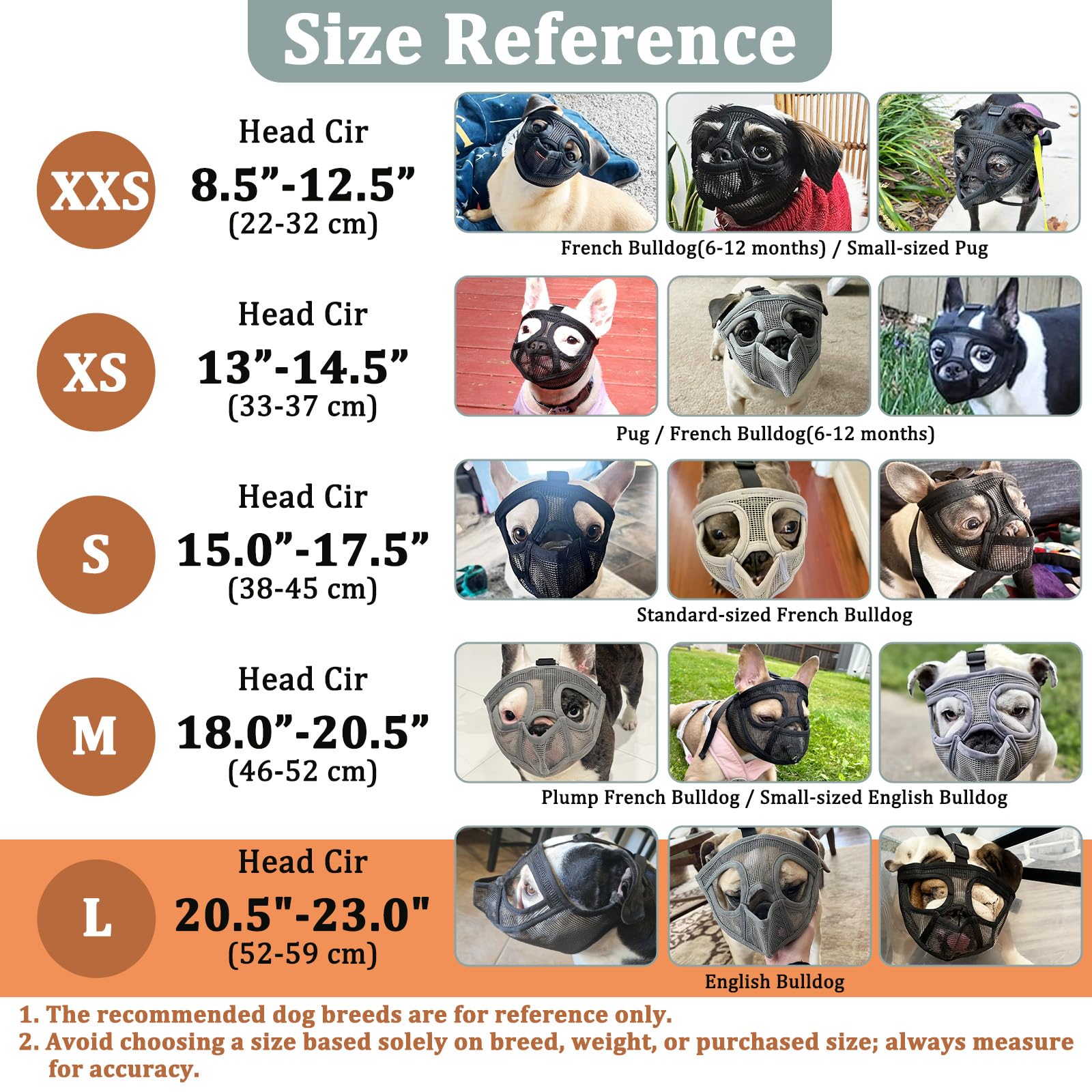 Mayerzon adjustable head strap ensures secure fit on brachycephalic breeds.