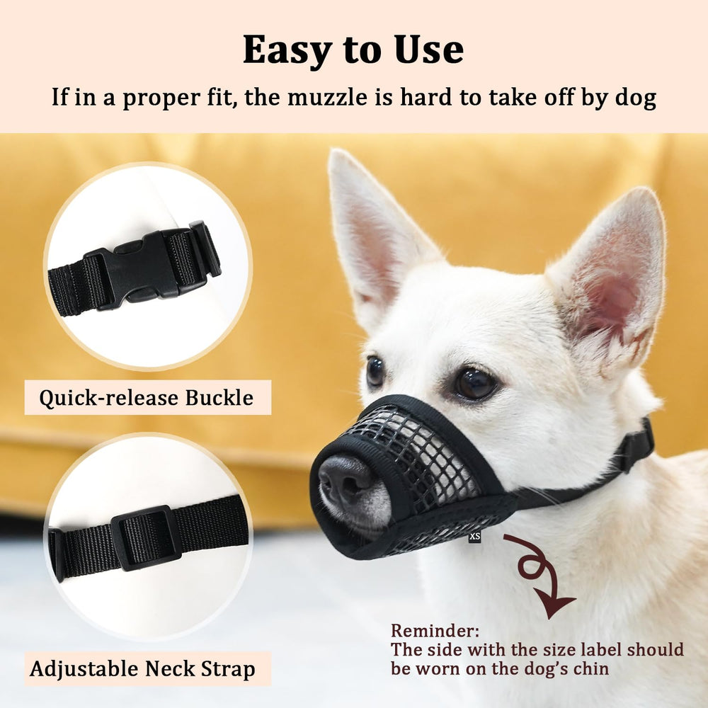 Mayerzon dog muzzle adjustable neck strap for secure fit