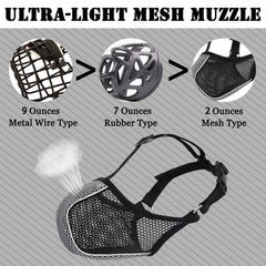Mayerzon adjustable collar-compatible muzzle with secure snug fit