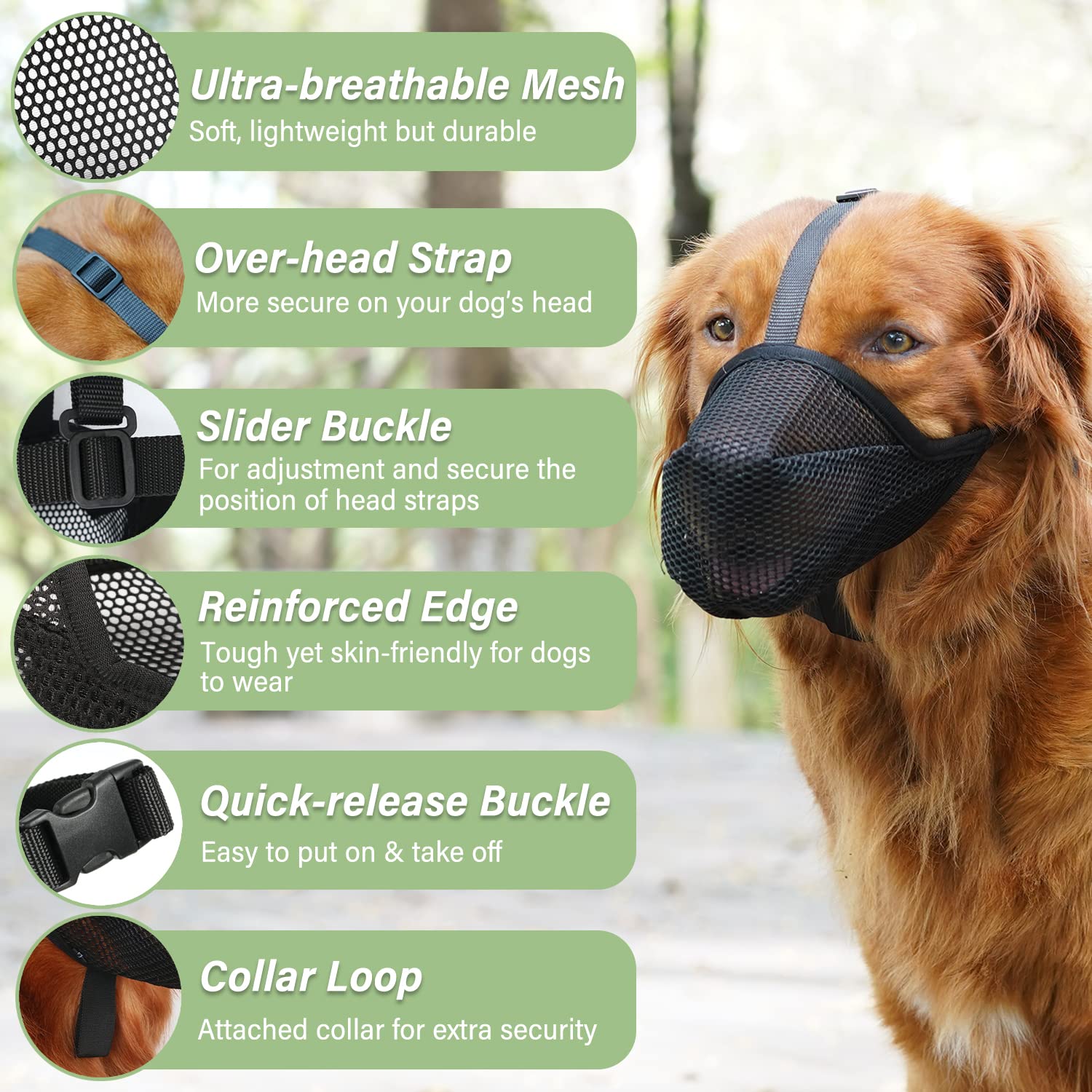 Mayerzon dog muzzle with adjustable straps for secure fit on many breeds