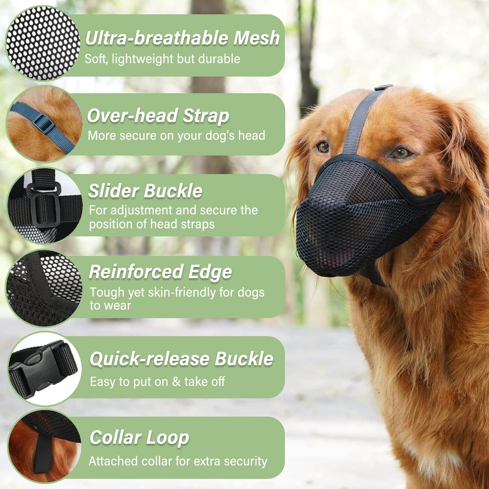 Mayerzon dog muzzle with adjustable straps for secure fit on many breeds