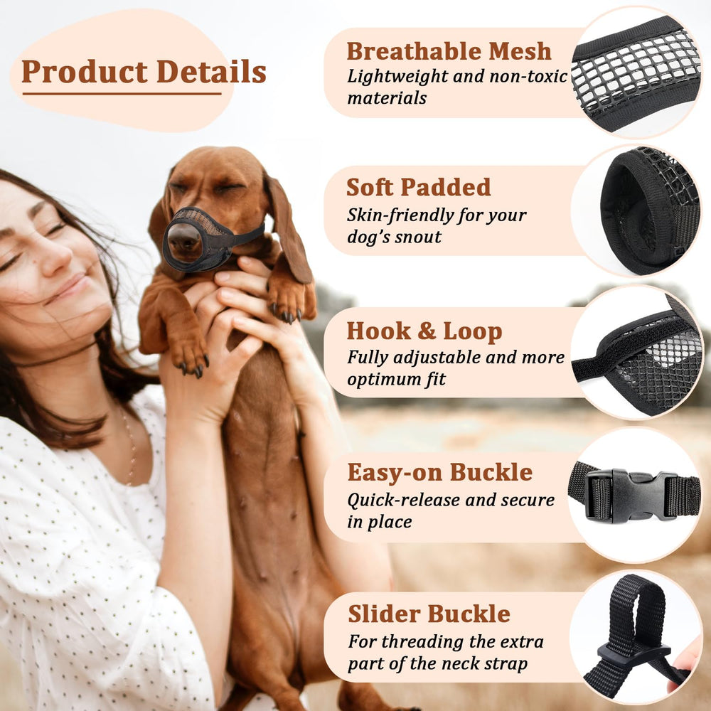 Mayerzon dog muzzle adjustable straps provide a secure, grow-with-dog fit