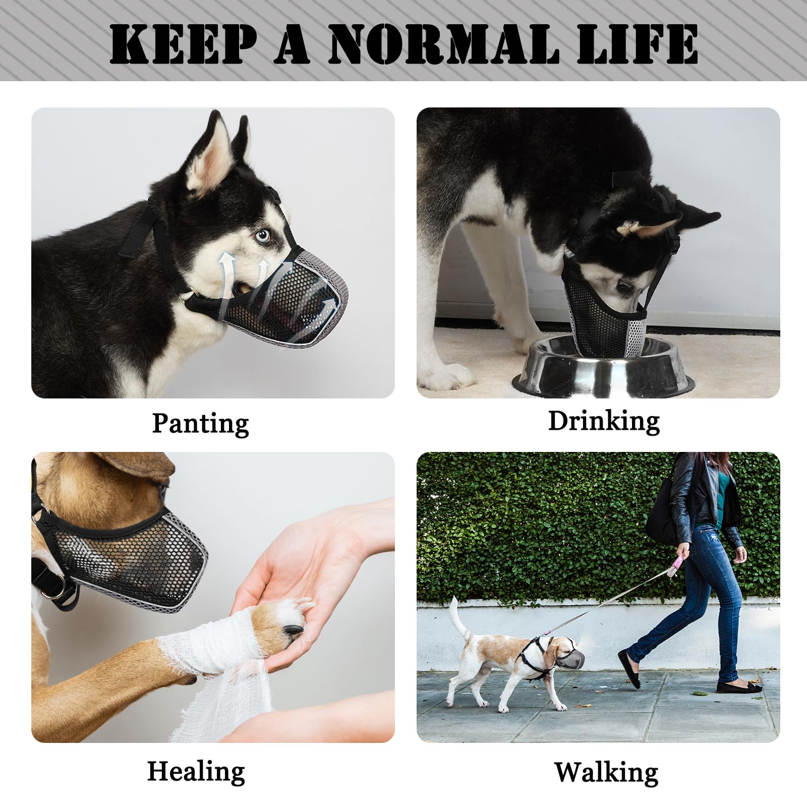 Mayerzon Dog Muzzle breathable-mesh keeps air flowing while your dog stays active.