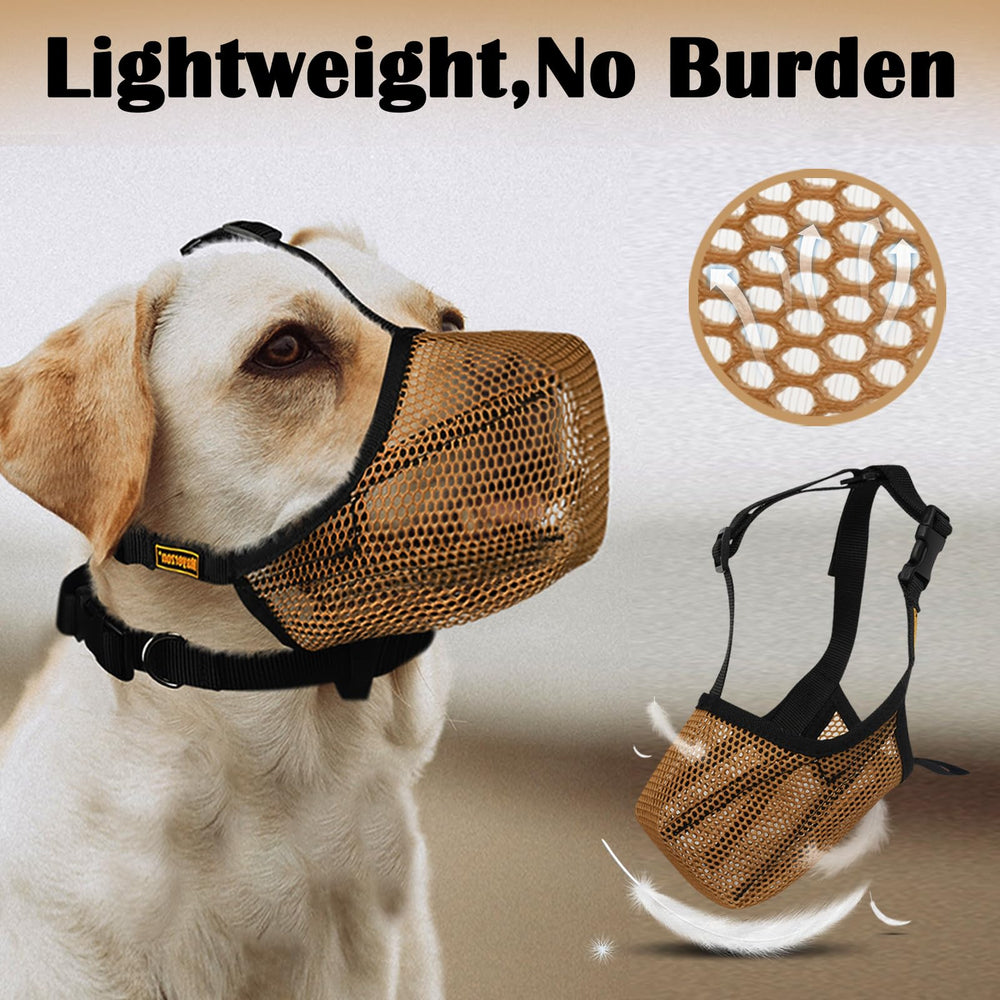 Mayerzon dog muzzle foldable design fits pocket for quick access.