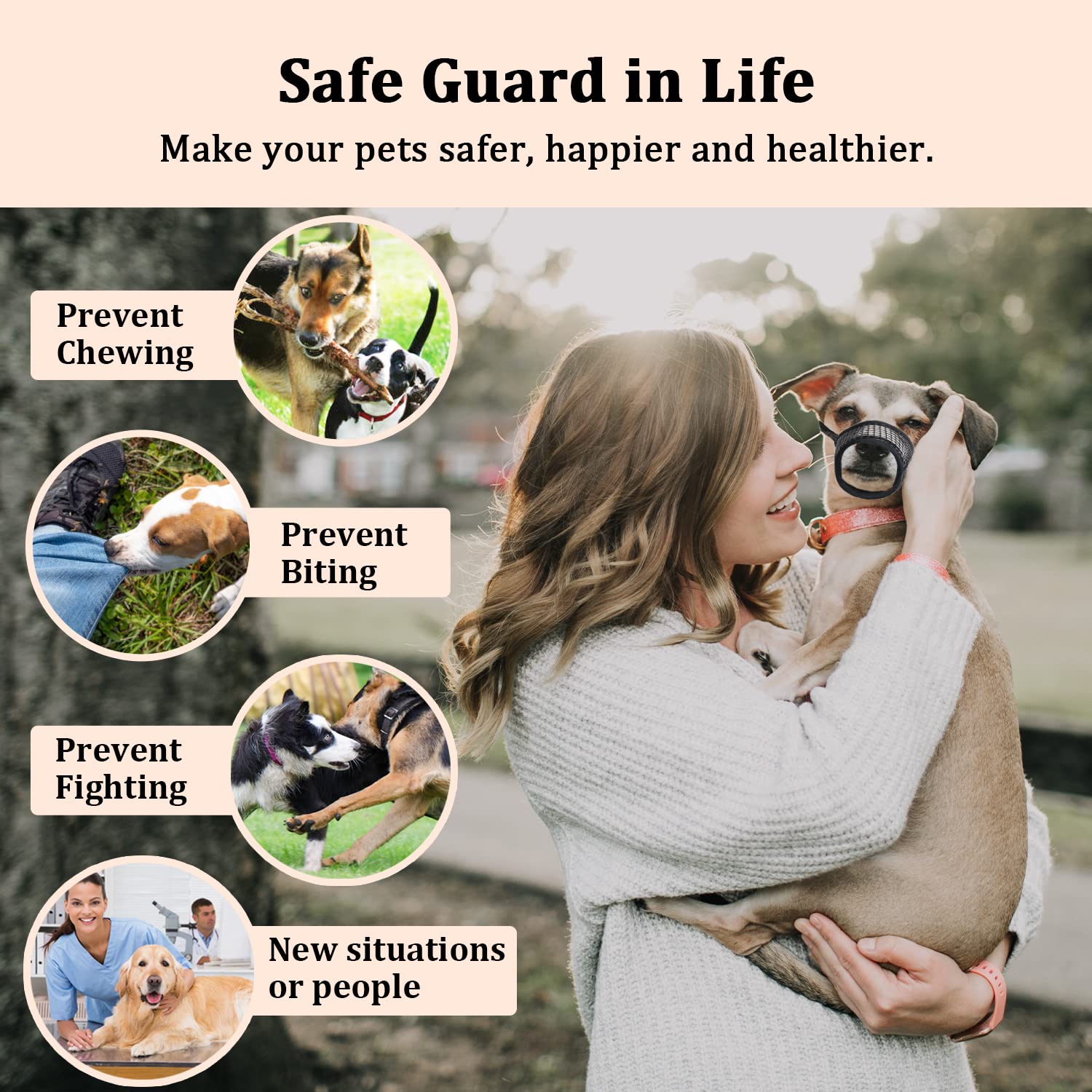 Mayerzon dog muzzle used for grooming visits and calm walks