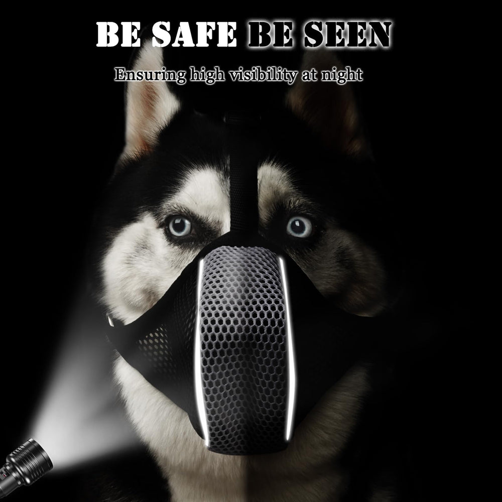 Mayerzon muzzle used during grooming and vet visits to reduce stress