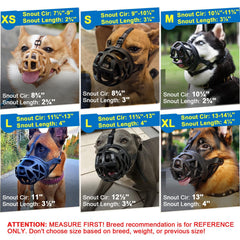 Mayerzon large-dog measurements image guides snout circle and length for proper fit.