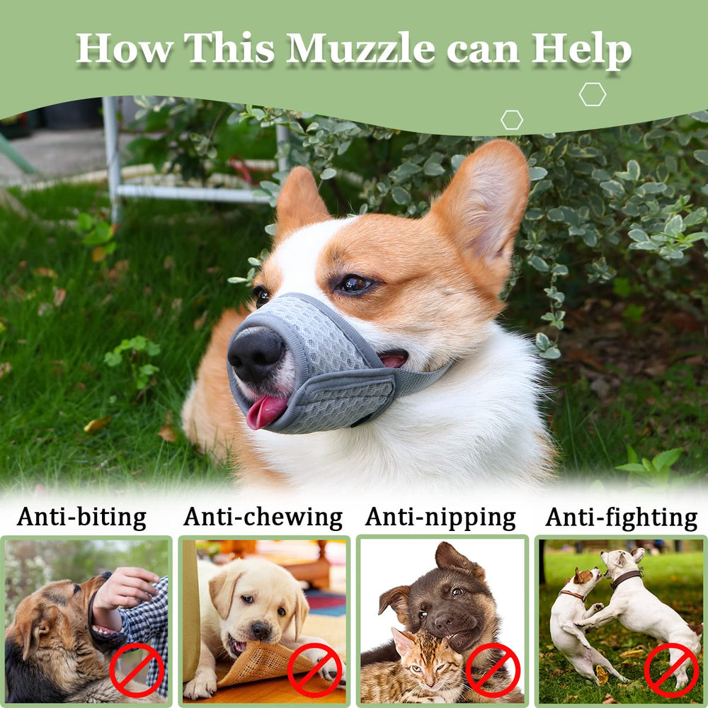 Mayerzon dog muzzle grey with quick-release buckle enables easy removal.