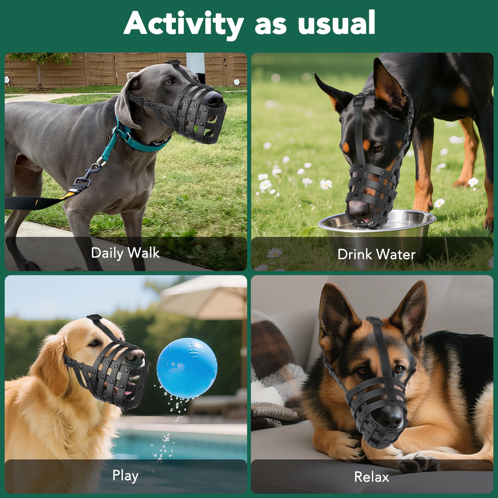 Mayerzon dog muzzle allows drinking water with full-mouth coverage