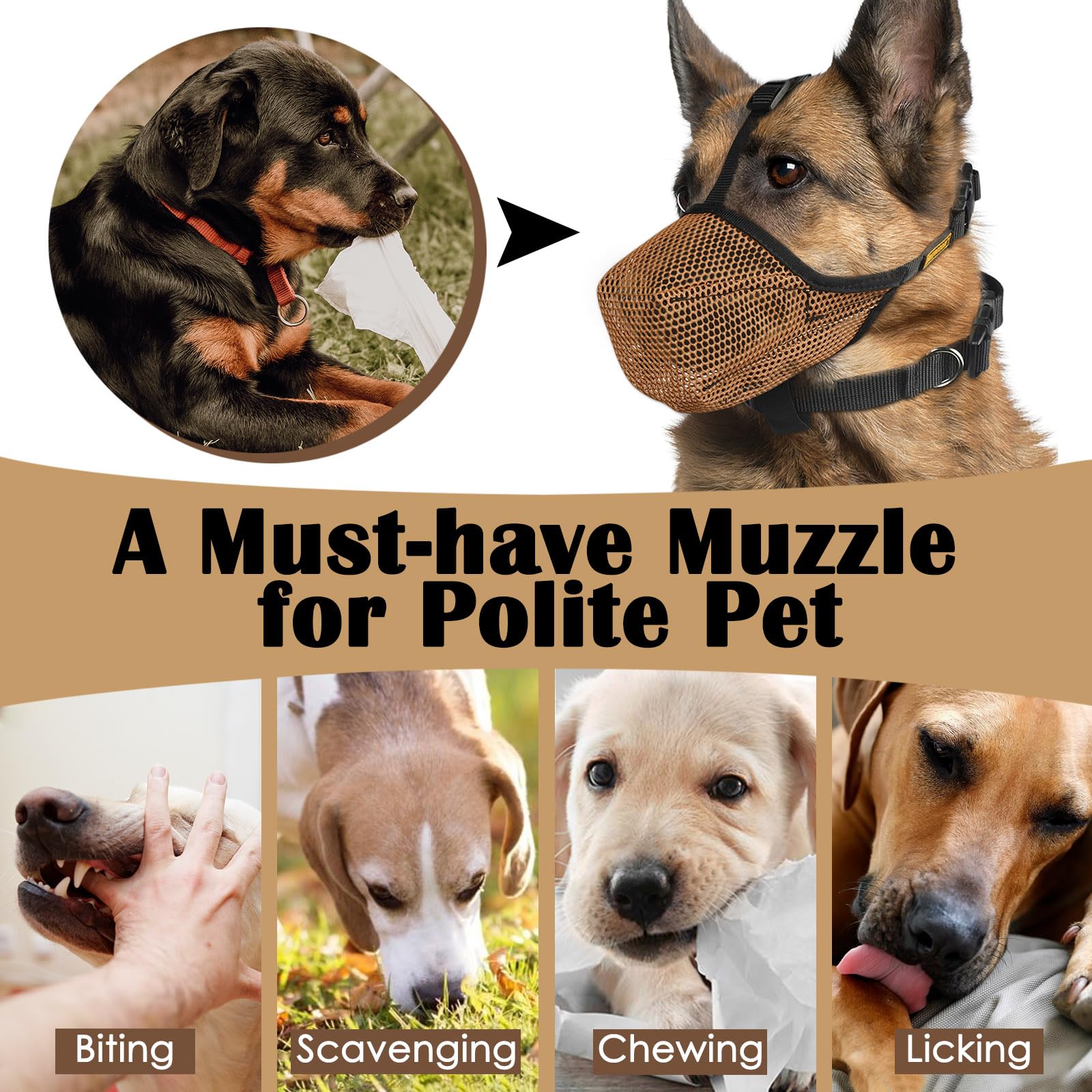 Mayerzon dog muzzle XXS brown variant for tiny breeds.