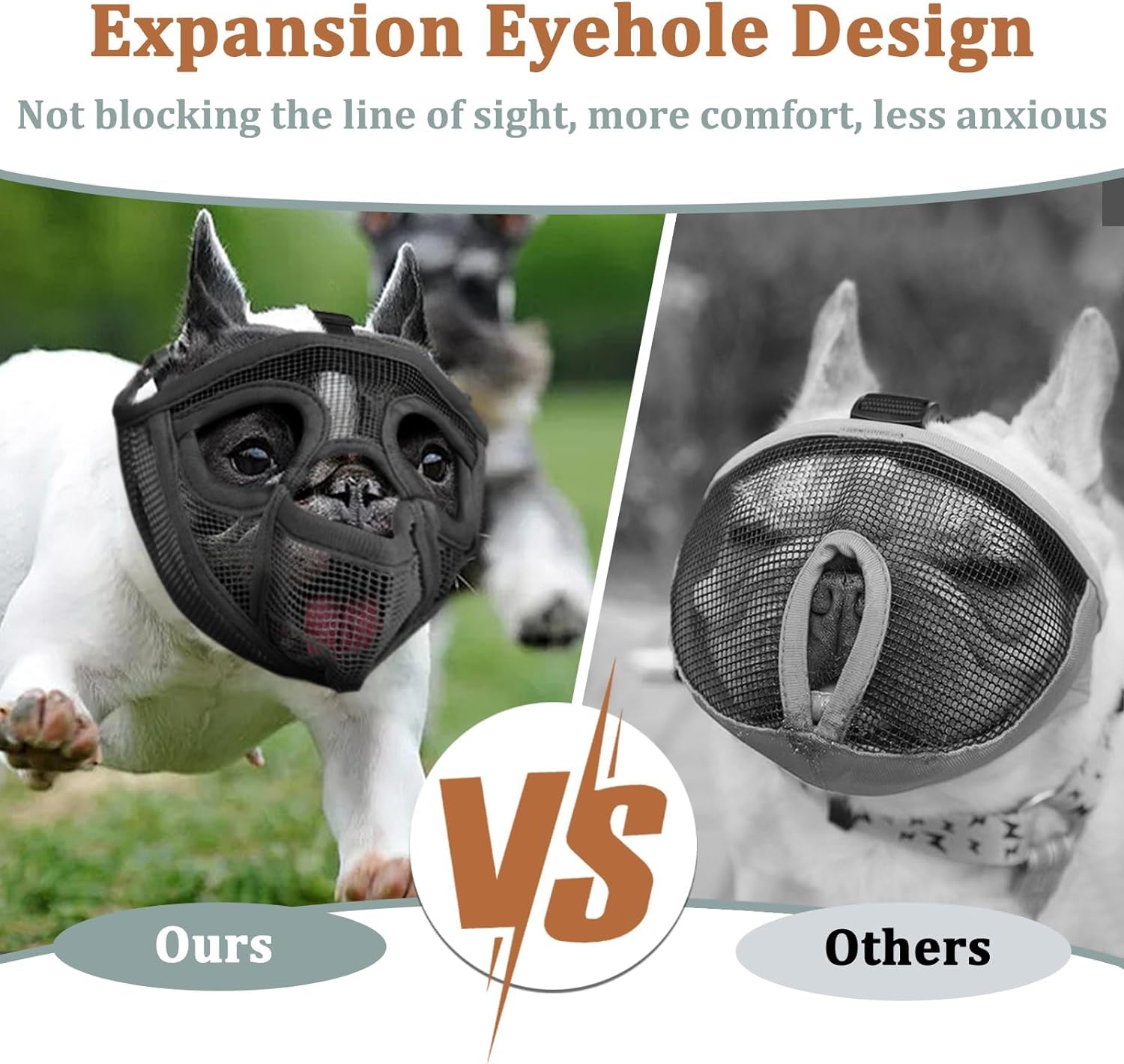 Mayerzon humane muzzle allows drinking and treats during outings.