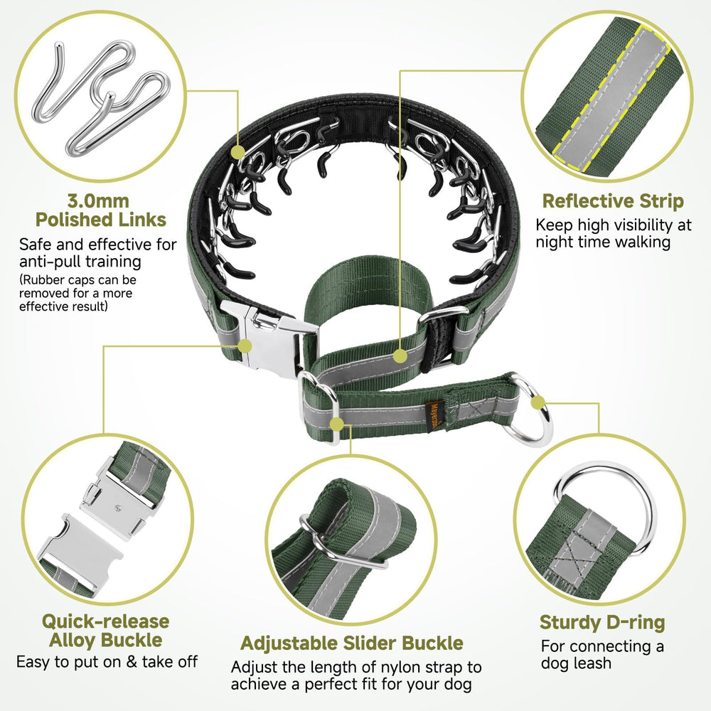 Mayerzon Martingale no pull collar neoprene padding closeup highlighting comfortable wear during long walks.