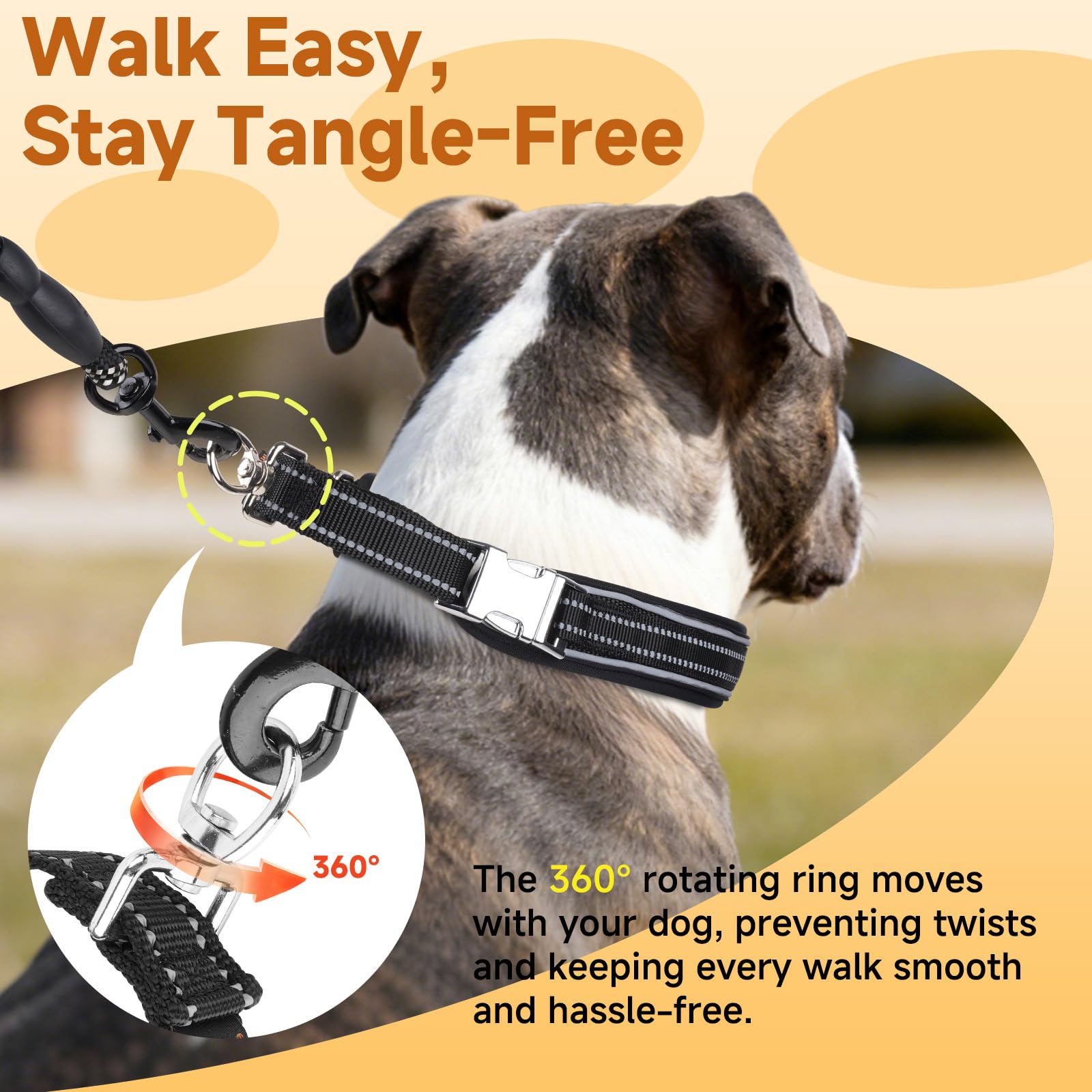 Mayerzon Martingale No Pull Collar high-visibility design supports safer night-walks under lights.