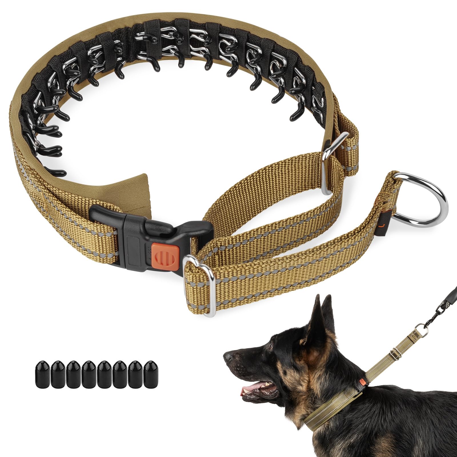 Mayerzon martingale no pull collar side view in khaki for discreet training