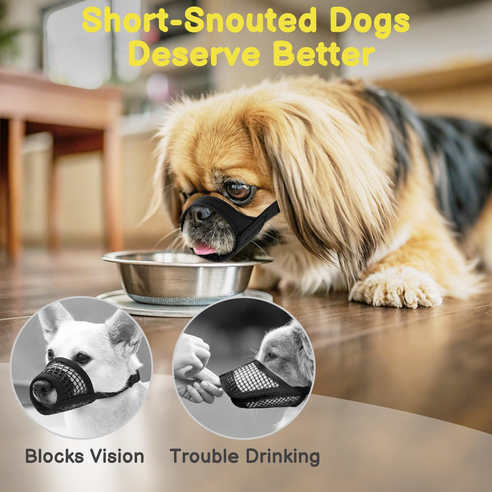 Mayerzon Short Snout Muzzle oxford-fabric exterior and water-repellent lining; durable.