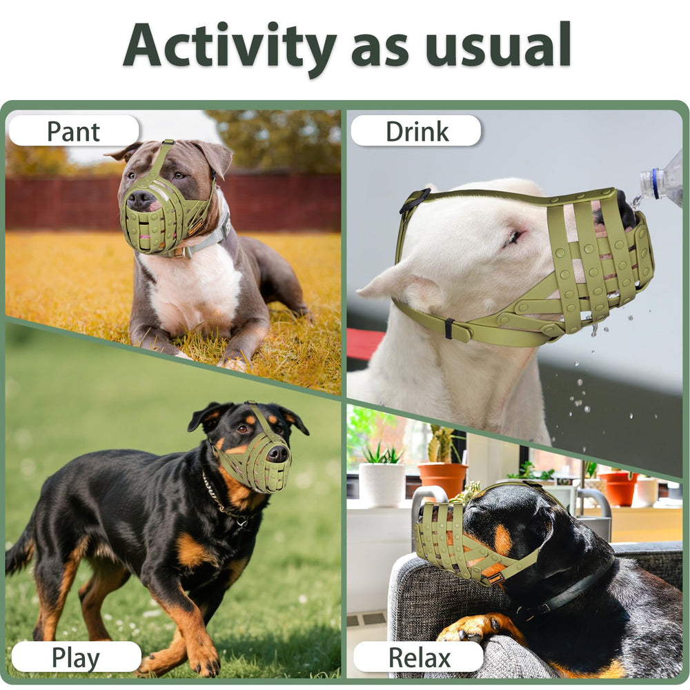 Mayerzon Pitbull Muzzle allows panting and drinking during veterinary visits