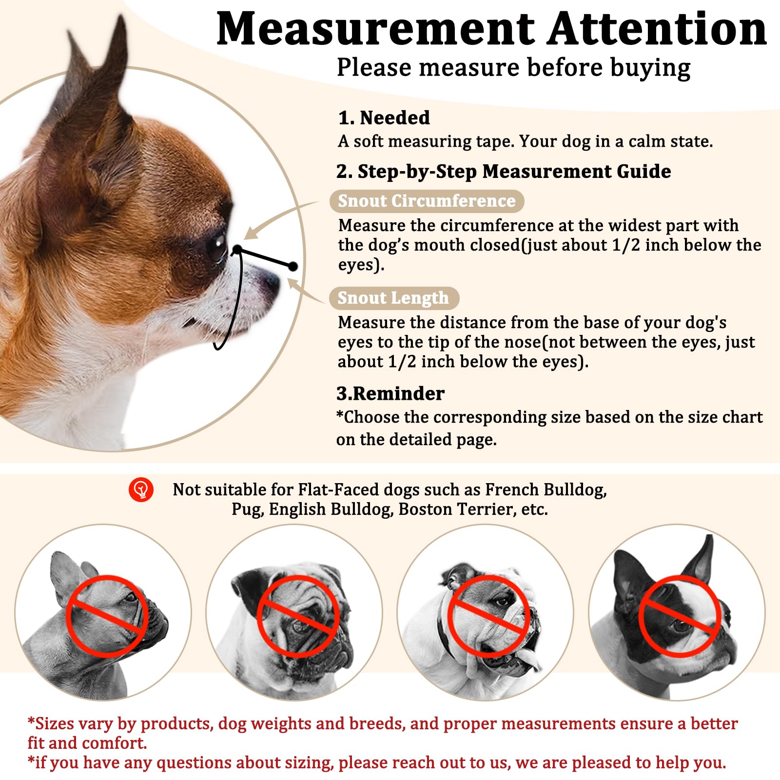Mayerzon short-snout muzzle used during grooming reduces stress and distraction.