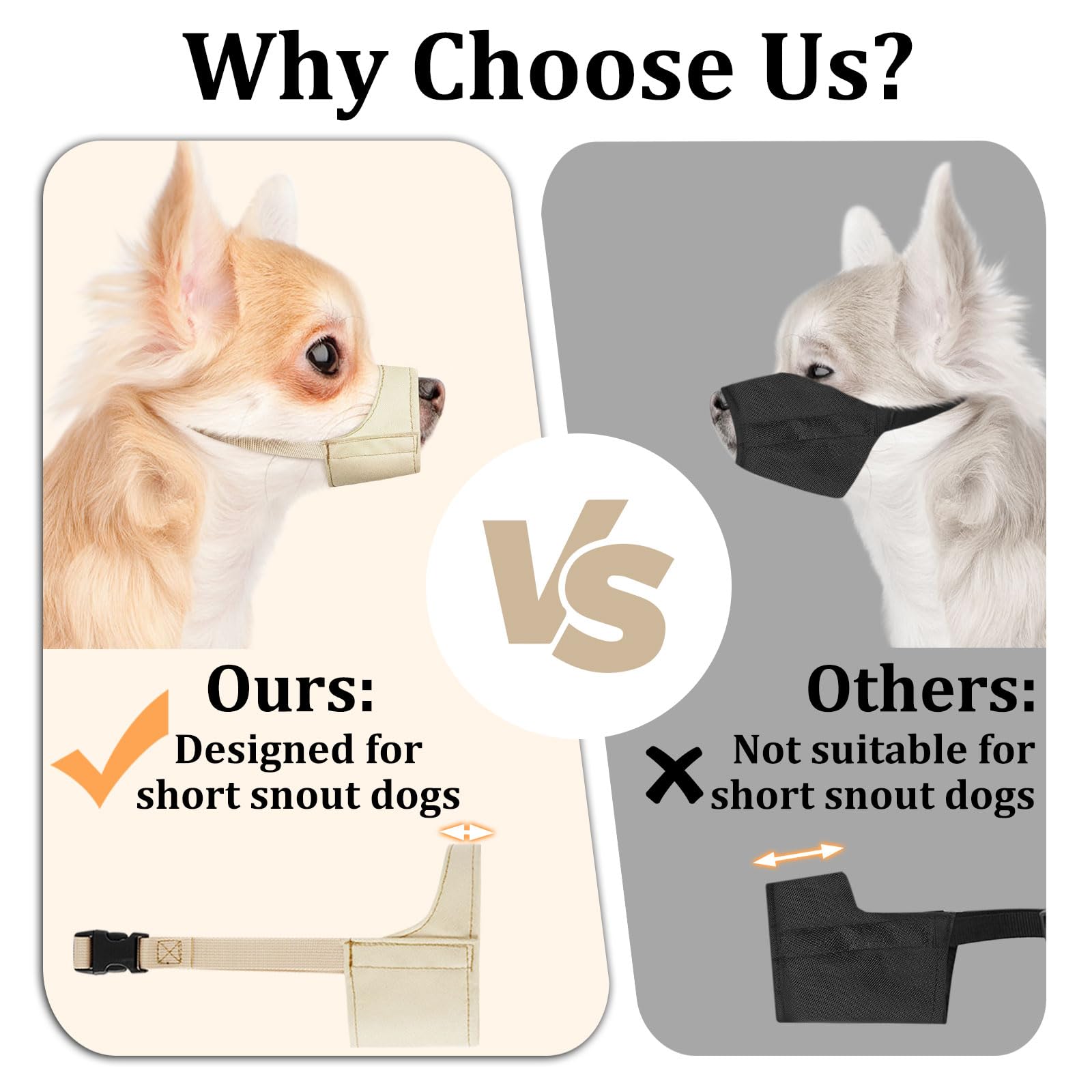 Mayerzon short-snout muzzle with oxford fabric durability resists claws and wear.