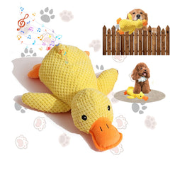 MayFancy Quack-Quack Calming Duck Toy yellow front view shows inviting plush design for play