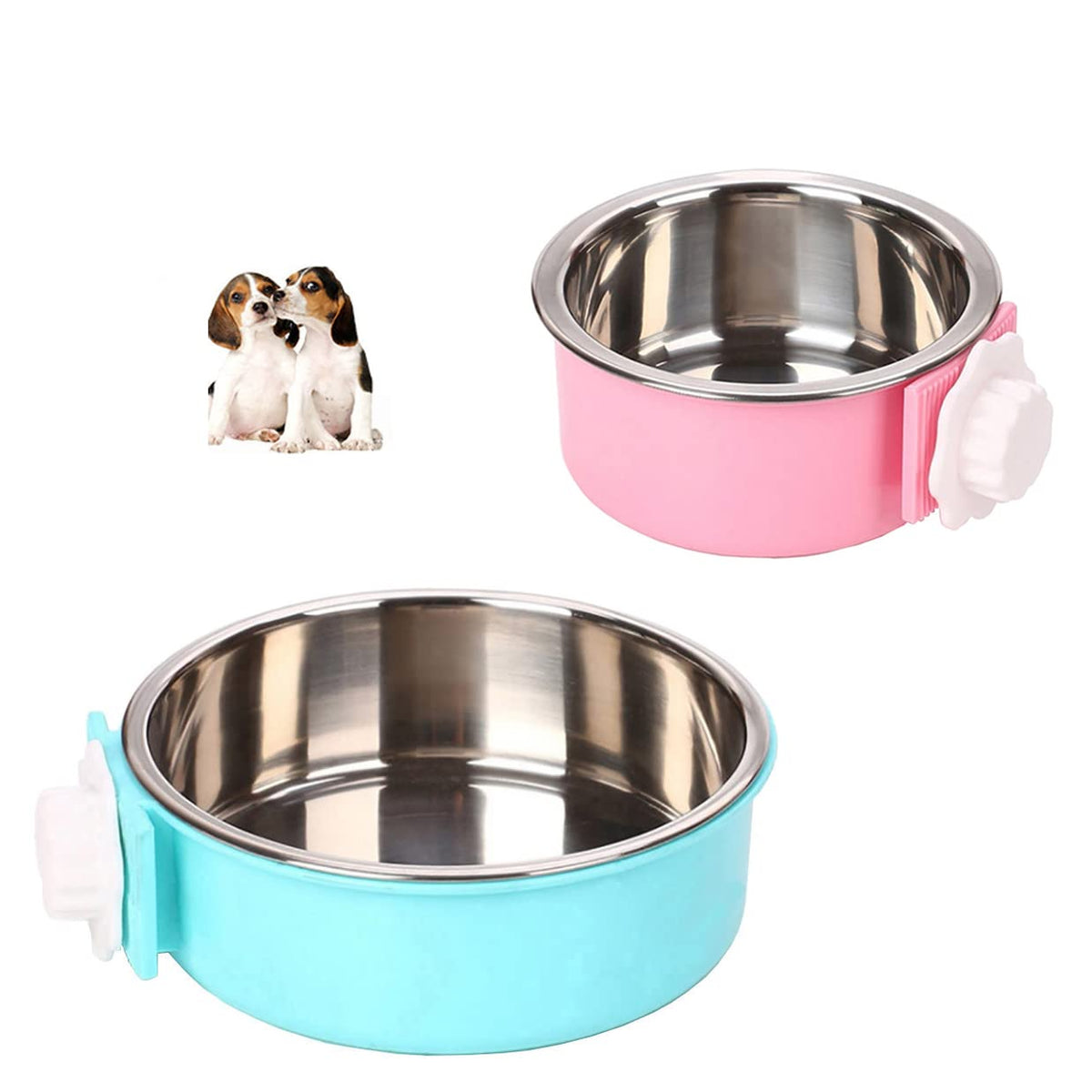 MayLove-US crate dog bowl overview showing dual-feed option for cages