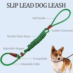 MayPaw Slip Lead dark green rope close up shows durable one quarter inch rope