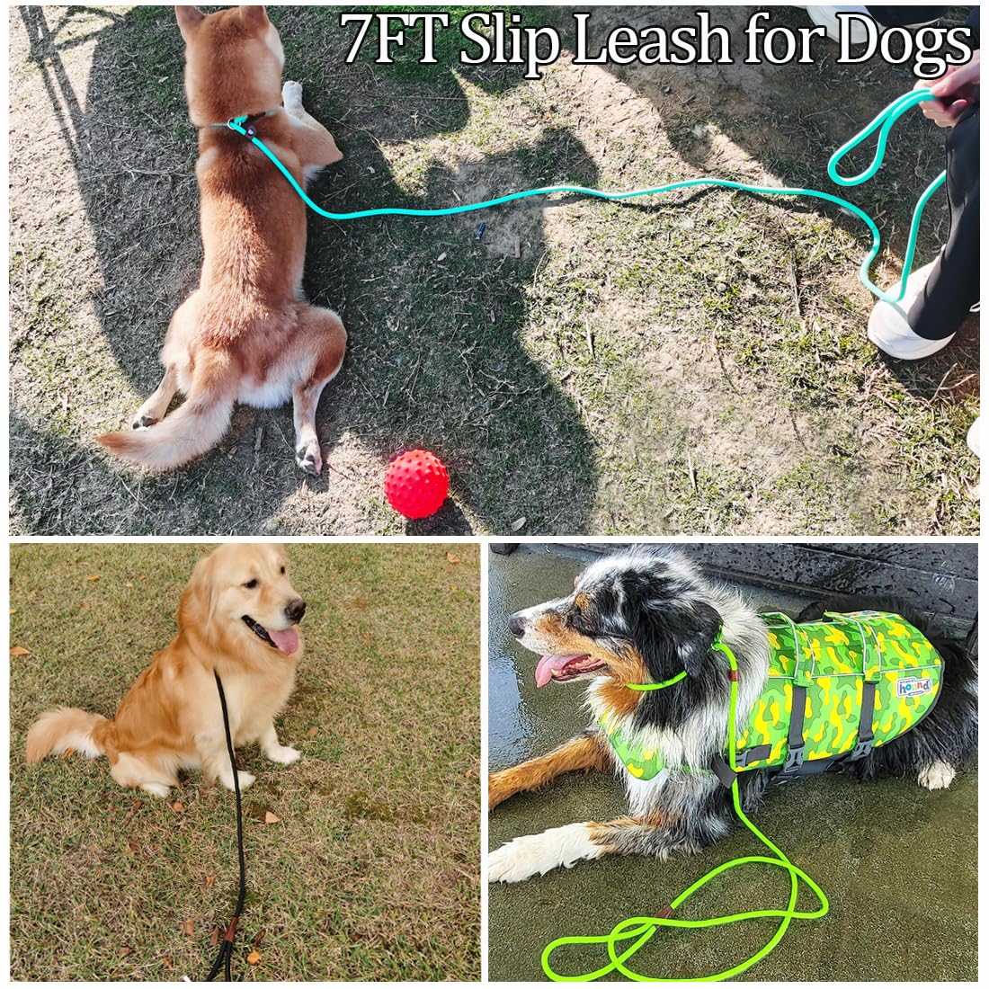 MayPaw slip lead fits small to medium dogs with an adjustable neck fit.
