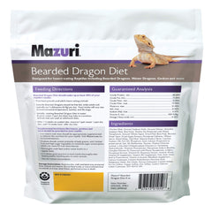 Mazuri Bearded Dragon Food omega-3 and vitamin E close-up shows essential nutrients for bearded dragons.