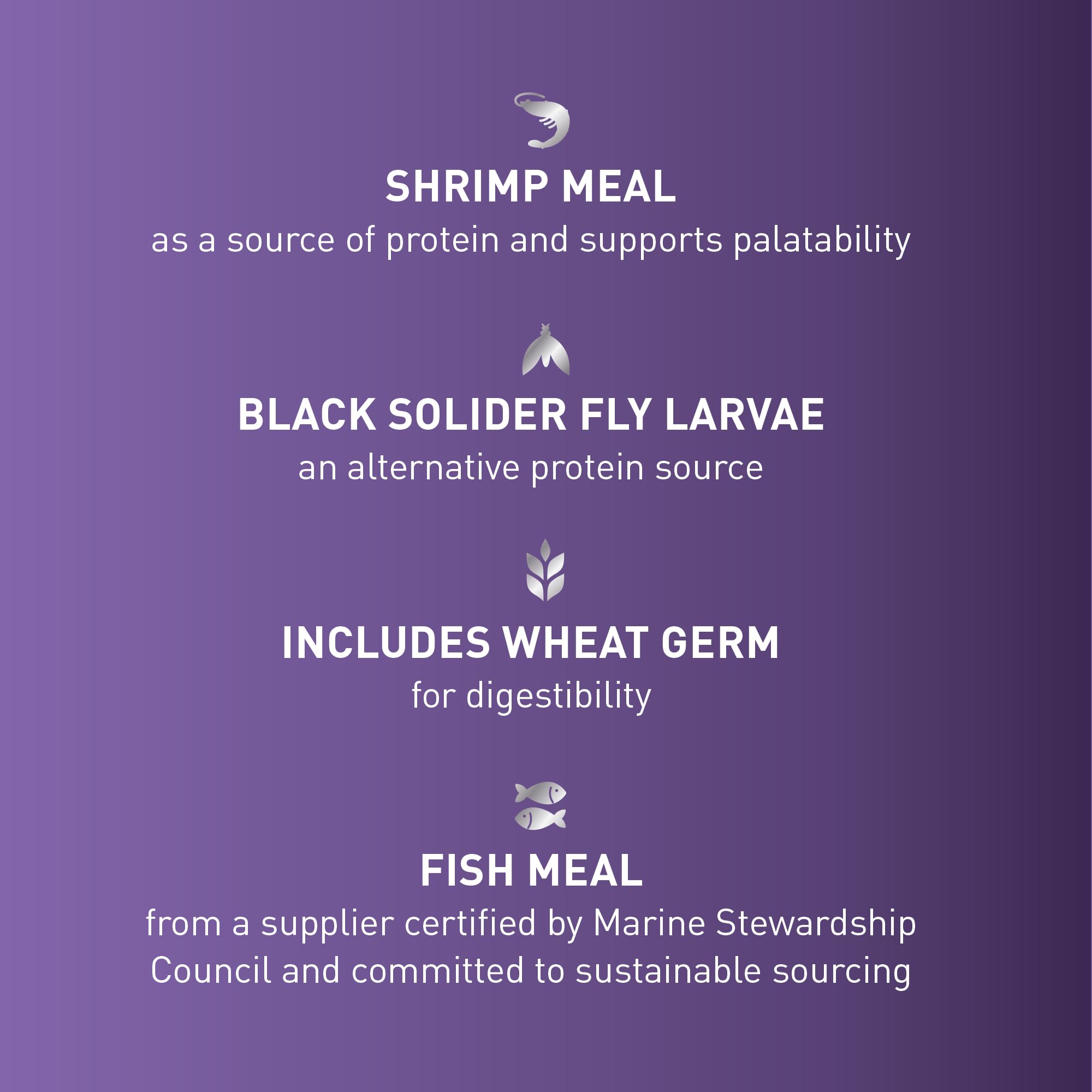 Mazuri Koi Premium Food Small bag label highlights vitamin C and sustainable sourcing.