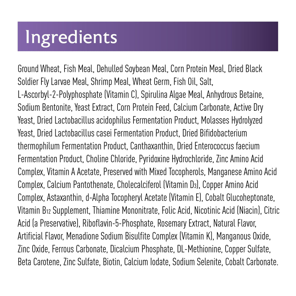 Mazuri Koi Premium Food Small emphasizes sustainable fishmeal sourcing.